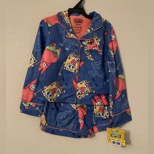SpongeBob SquarePants Girls Long Sleeve Pajama Set - Blue and Pink size XS 4/5
